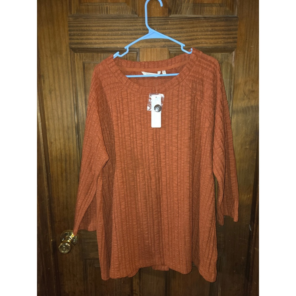 Soft Surroundings Goldie Tunic‎ Top Dark Copper Ribbed Knit 2X NEW